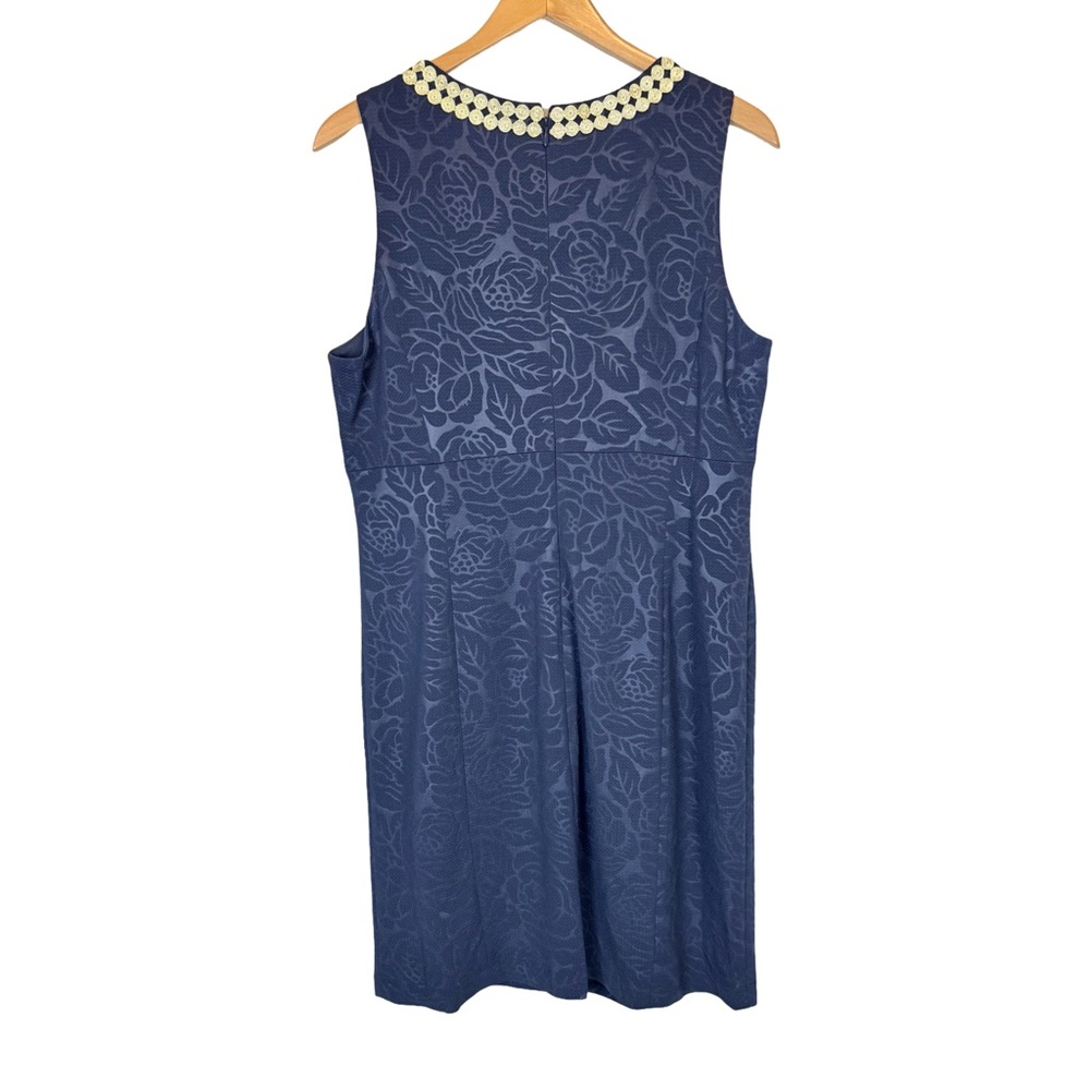 Pappagallo The Mandy Dress Navy and Gold Size 12 NWT - Picture 3 of 8